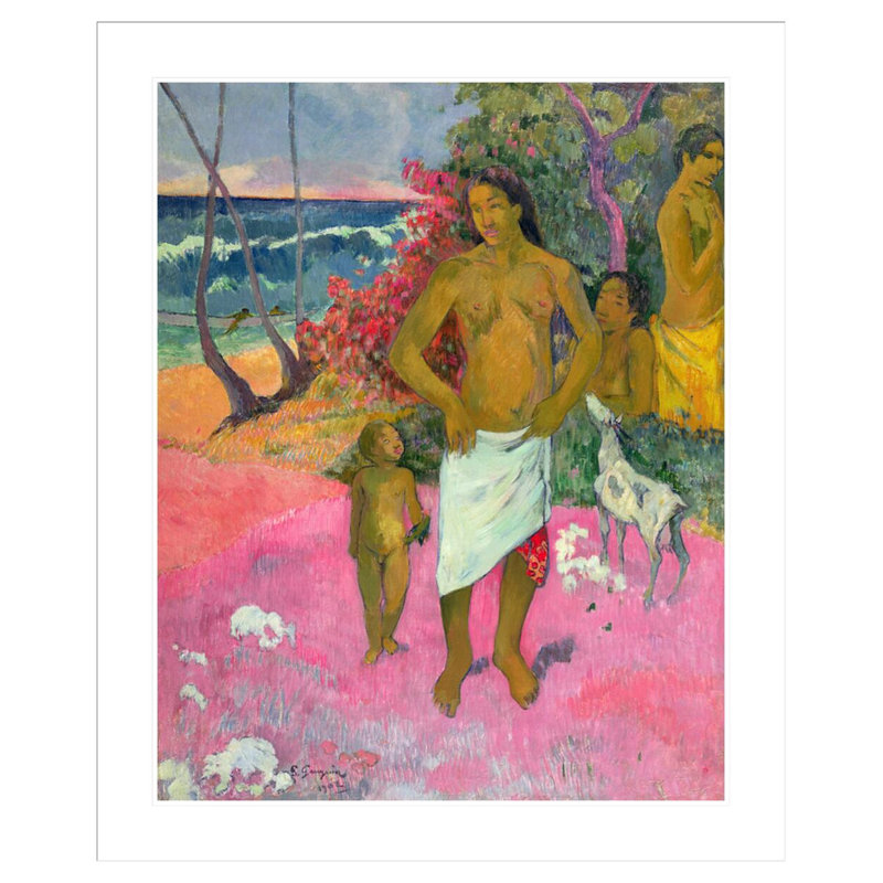 «A Walk by the Sea» par Paul Gauguin - Estampe numérique encadrée, H 40,4 po x l 33,5 po
