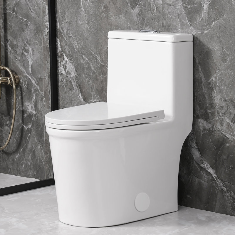 Toilette compacte une pièce pour petite salle de bain Yingze - profondeur ultra-courte de 23 po, double chasse (1,0 / 1,28 GPF), blanc, siège allongé, fermeture en douceur, installation facile