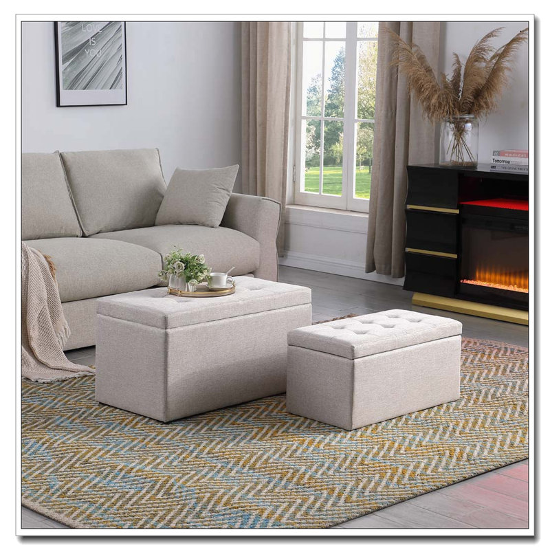 Nesting Storage Ottoman Set,Multi-Functional Seating & Storage