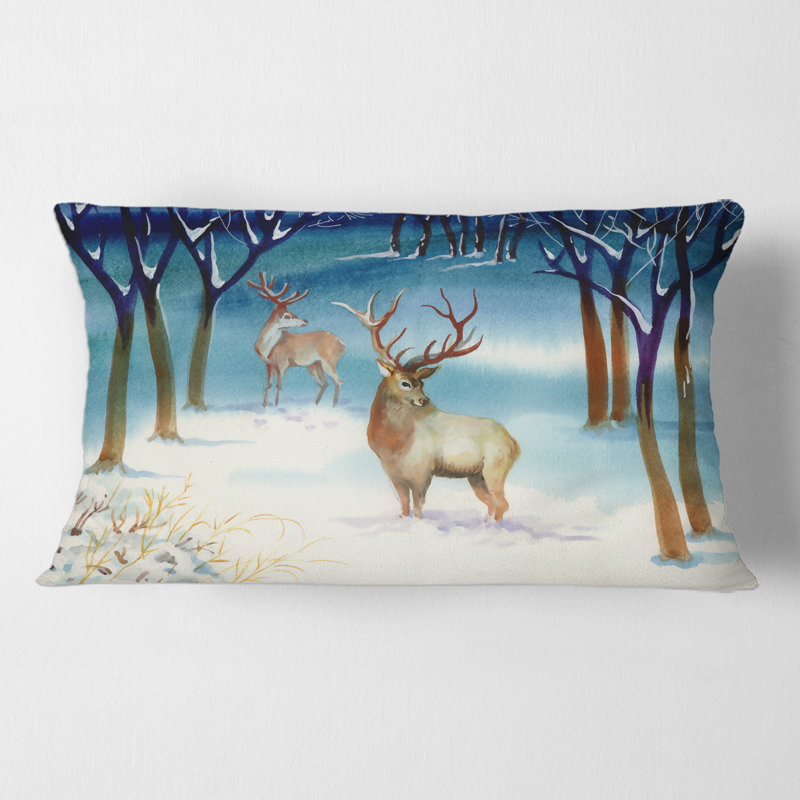 Landscape with Deers Rectangular Pillow Cover & Insert