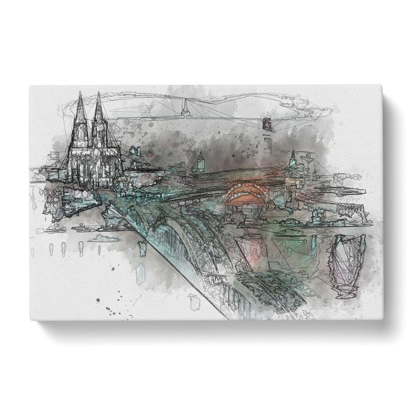 Cologne Skyline In Abstract - Wrapped Canvas Print, 50cm H x 76cm W x 3cm D