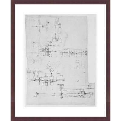Design for a calculating machine from the Codex Atlanticus by Leonardo da Vinci -Framed Giclee Print