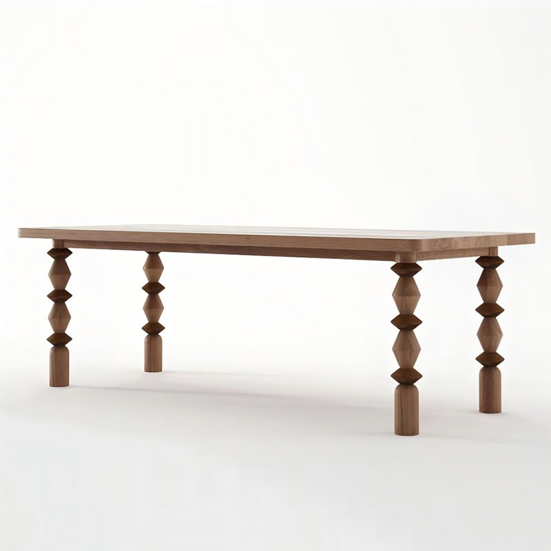 Table de salle à manger rectangulaire en bois massif brun, Brun, H 29,53 po x L 78,74 po x l 31,5 po