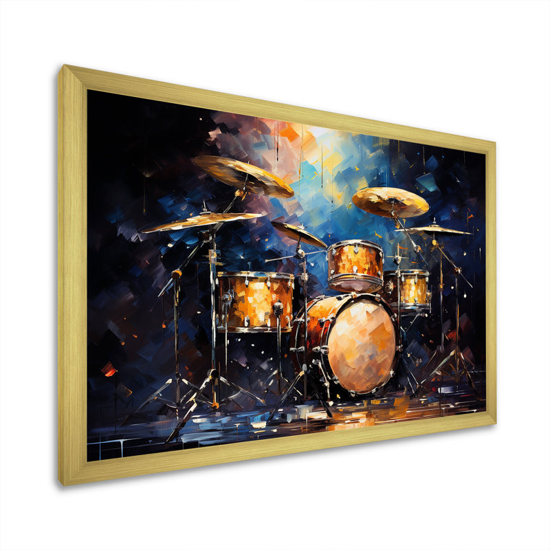 Timpani Twilight Starry Slate - musique, art mural, Cadre doré simple, H 12 po x l 20 po x P 1 po