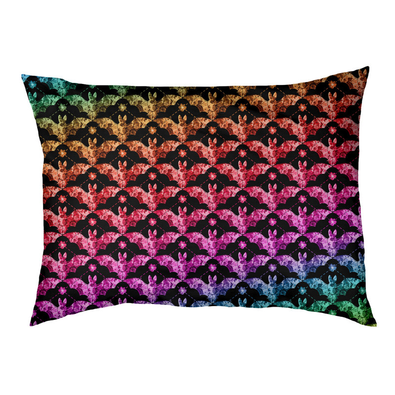 Coussin pour chien Byrge Bats, Grand (H 17 po x l 52 po x P 42 po), Mauve / Rouge