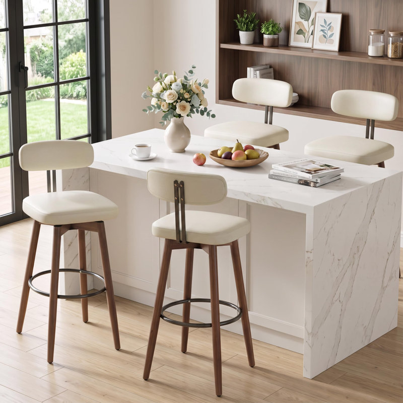 Tabourets de bar pivotants, tabourets de bar à hauteur de comptoir 30 po, similicuir, Beige/PU Leather, 1