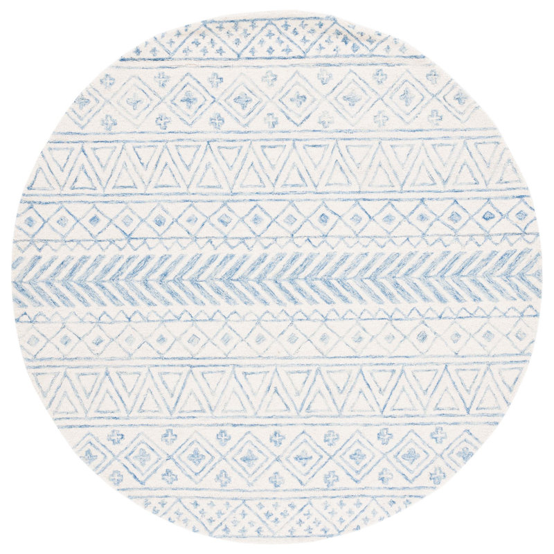 Metro Hand Tufted Wool/Cotton/Latex Rug in Blue, Round 6'