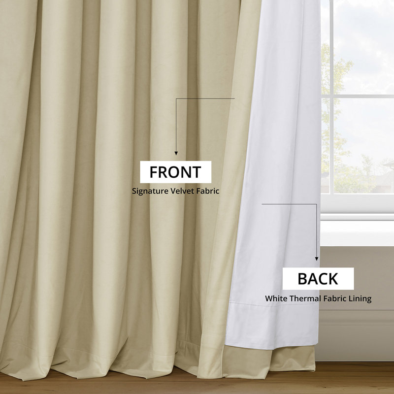 Olivia Velvet Blackout Curtain (1 Panel), Neutral Ground, 50" W x 84" L