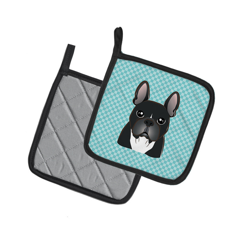 Cuisinier poignée bouledogue french french caroline Checkerboard, Bleu/noir