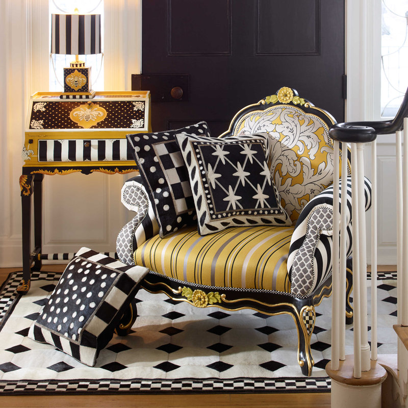 Handpainted Black Worker Bee 28" Writing Desk with Brass Accents