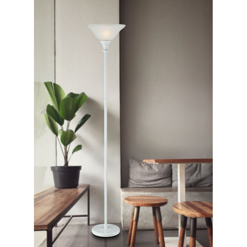 Sagers 70'' Torchiere Floor Lamp, White, White