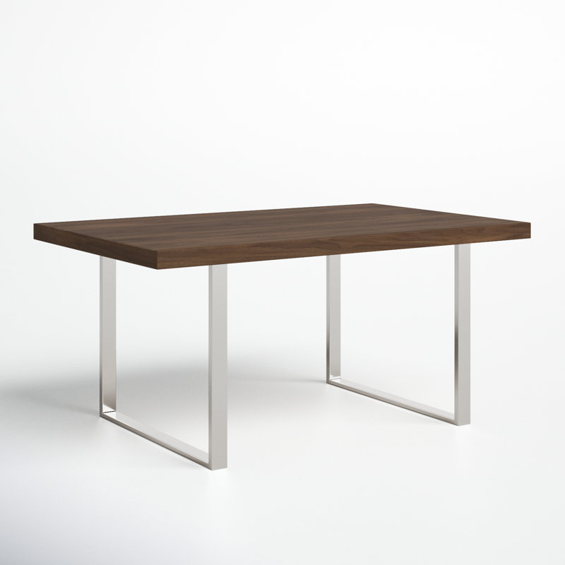 Walnut and Chrome Eight-Seater Modern Dining Table