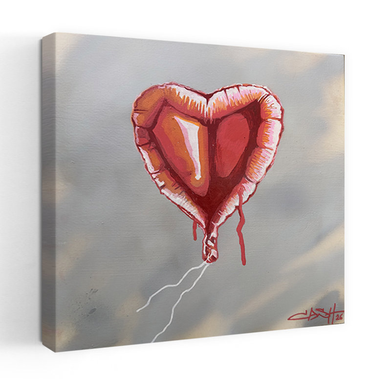 «Dripping Heart Balloon Abstract Contemporary Modern Urban», reproduction d'art mural, 32" H x 32" W