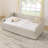 Twin Size Daybed with Pull-Out Extendable Bed, USB Charging, Button-Tufted Back, Waved Arms with Copper Nail, Beige-849058534