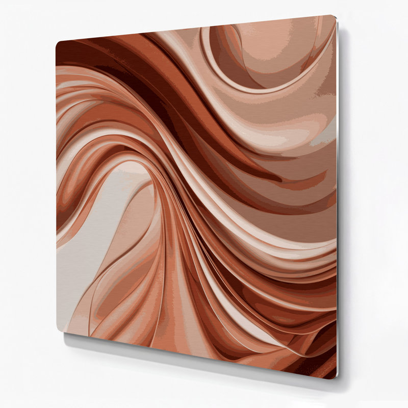 Gradient abstrait 36, art mural en métal beige, H 32 po x l 32 po