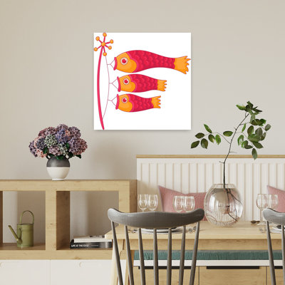Koi Carp Kite Illustration Colorful Traditional Vibrant Fish Spring Summer Wall Art