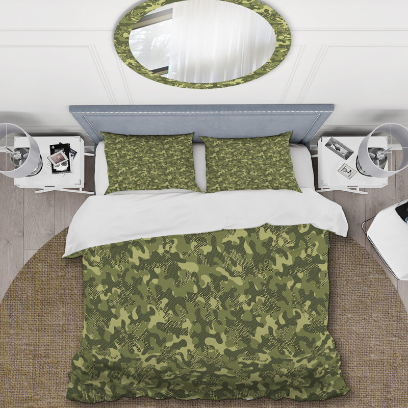 Green Creative Camouflage - Ensemble de housse de couette abstrait - Microfibre de polyester