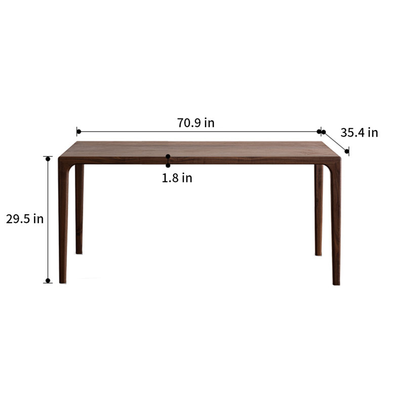 Table de conférence rectangulaire en bois massif, H 29,5 po x L 70,9 po x l 35,4 po