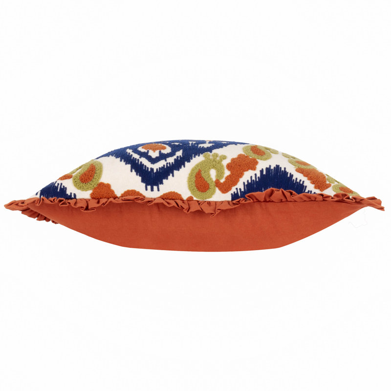 Henderson Ikat Square Throw Cushion, Blue/Orange Ikat 