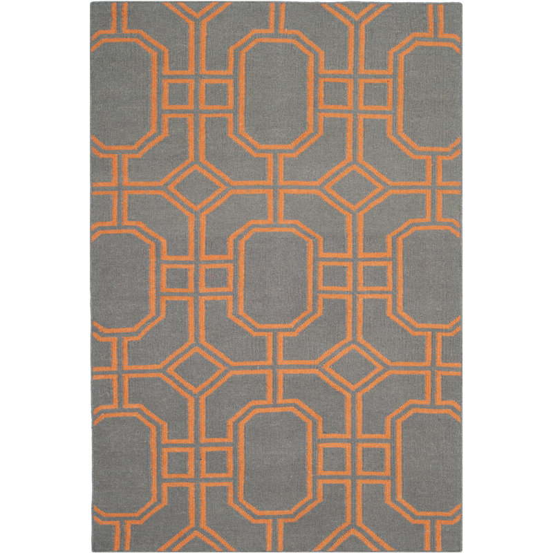 Rodgers Hand Woven Flat Weave Wool Geometric Rug, Rectangle 3' x 5'