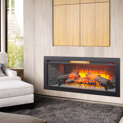 Foyer électrique avec certification UL, alimentation en chaleur 5018 par heure, 2 choix d'installation, 4 variations de luminosité de la flamme pour la décoration intérieure, insert infrarouge de 42 pouces, fonctionnement à écran tactile,