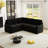 81-Inch Corduroy Sectional Sofa Bed (With Pull-Out Bed), U-Shaped 5-Seater Modular Sofa (With Storage)-191061648