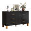 Commode 6 tiroirs, commode de rangement moderne avec poignées en métal et pieds en bois massif-1257469553