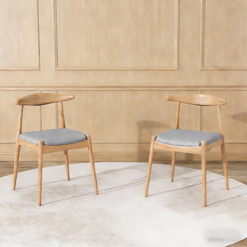 Set Of 2 Rubberwood Dining Chairs With Backrest And Comfort Cushions