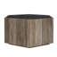 Table basse hexagonale rustique rétro en bois, avec 2 tiroirs cachés, dessus en marbre noir texturé, finition chêne brun clair-118729554