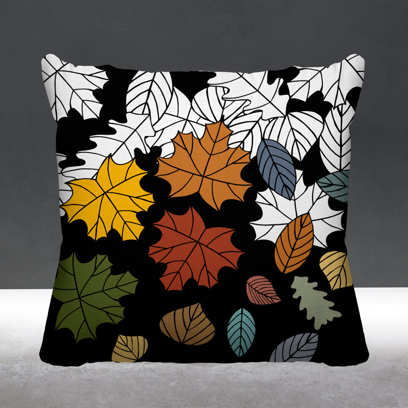Coussin intérieur / extérieur Collin Maple Leaf, Noir, 17 po x 17 po, Carré