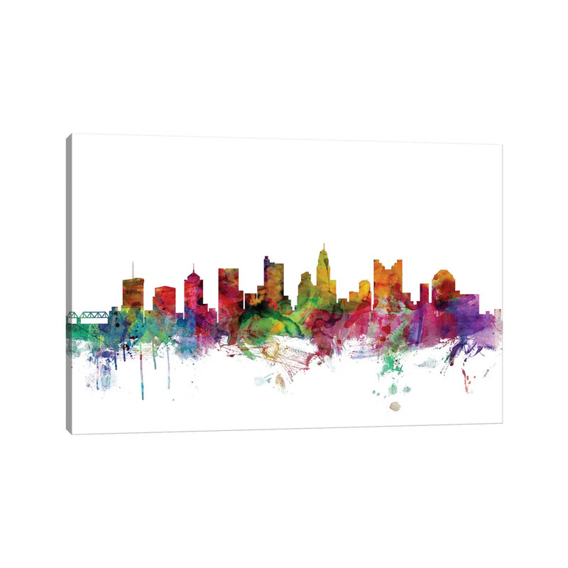 Columbus, Ohio Skyline by Michael Tompsett - 1 Piece Wrapped Canvas Wall Art, 20.32 cm H x 30.48 cm W