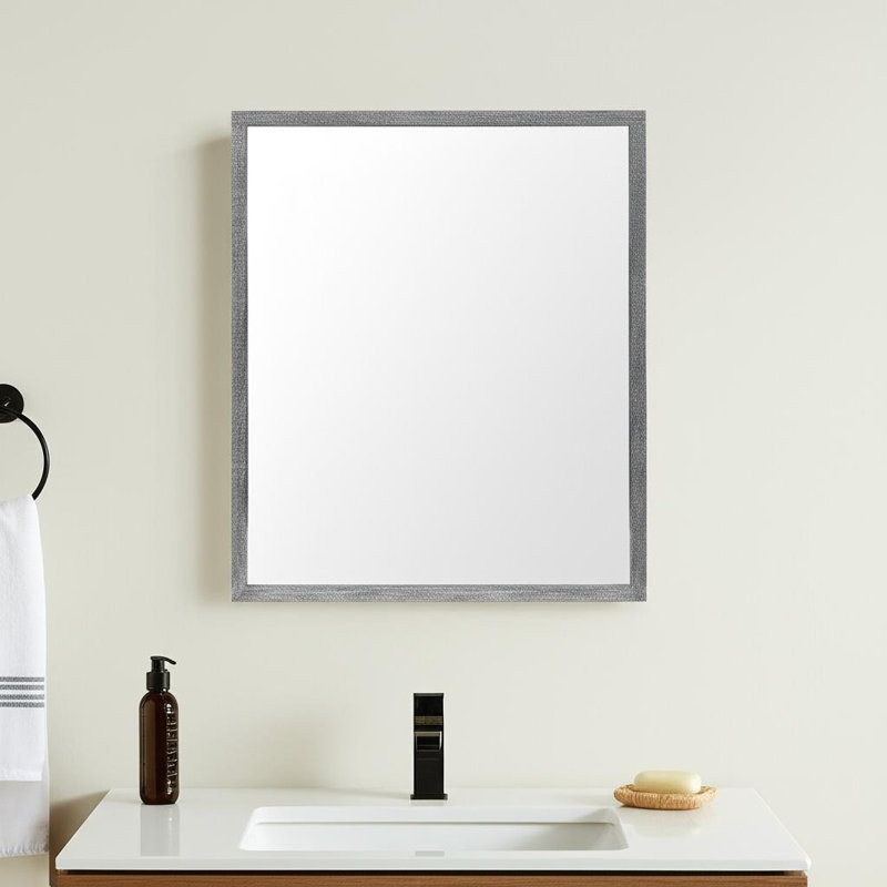 32" Gray Framed Bathroom Vanity Mirror