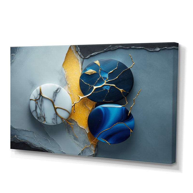 «Abstract Geode Blue IV», reproduction sur toile, L 20 po x H 12 po, Toile tendue