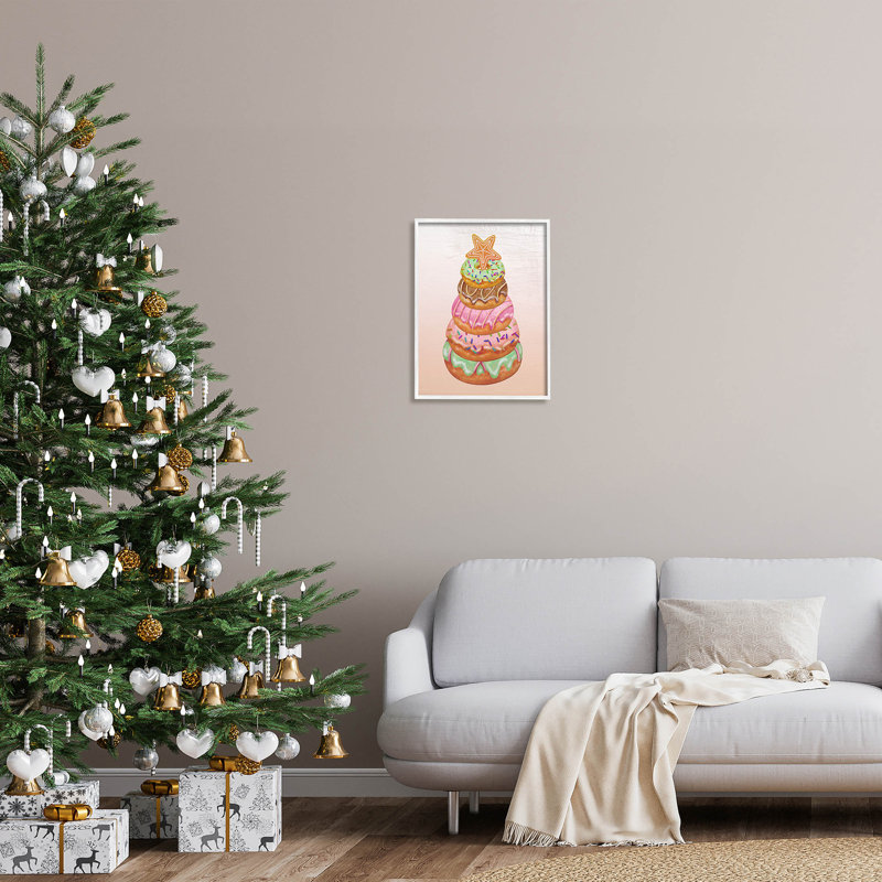 Beignets saisonniers empilés - 252, H 20 po x l 16 po x P 1,5 po, Giclée encadrée blanc bord de mer
