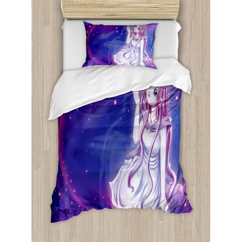 Twin Purple Blue Anime Zodiac Duvet Cover Set