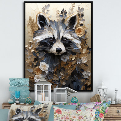 «Mischief Blooming Raccoon Portrait», reproduction sur toile
