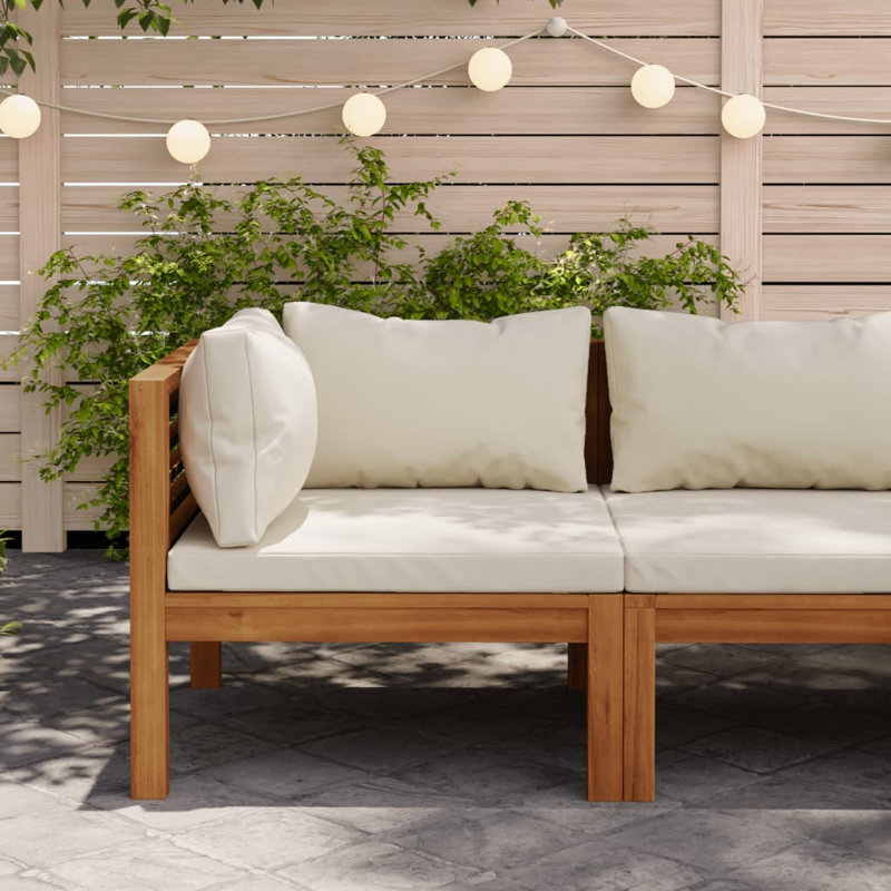 Chaise de patio avec coussins Stajko, Blanc crème