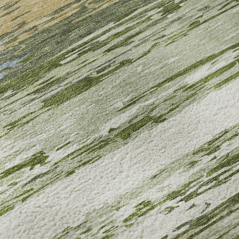 Premium Machine Washable Mayfield AMF2287 Striped Rug, 8' x 10', Aloe