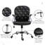 Fauteuil de bureau en cuir noir Pu, chaise de bureau capitonnée à boutons, avec accoudoirs rembourrés, hauteur réglable et roulettes pivotantes-2120415041