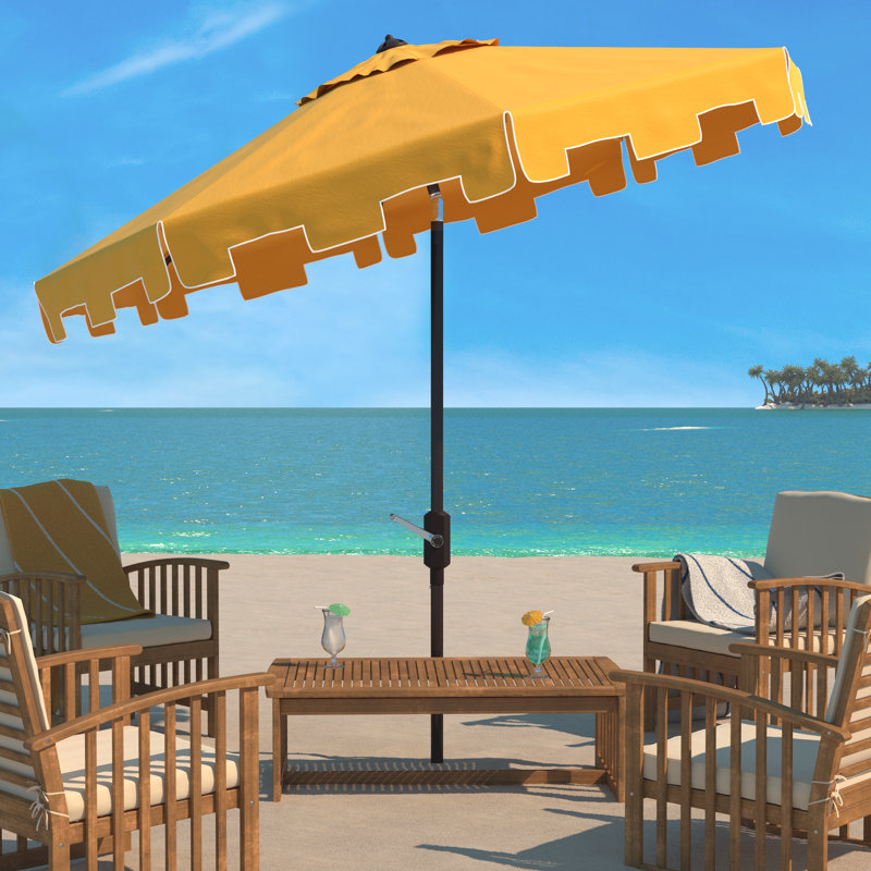 Parasol du marché Coramae, Jaune / Blanc, Brun, l 130 po x P 130 po