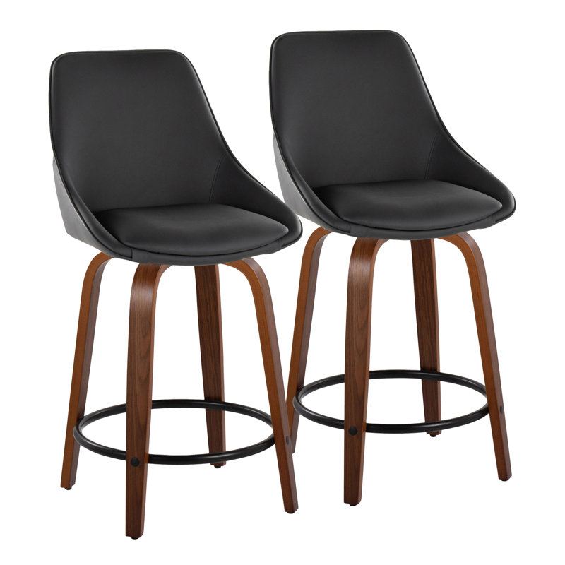 Rebecka Diana Counter Stool - Set Of 2, Counter Stool (24.75” Seat Height), Black