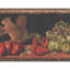 Tuscan Kitchen Fruits Wallpaper Border - Squirrel, Red Apple, Pear on Black Crackle