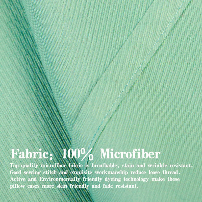 Two piece set of brushed ultra fine fiber zipper pillowcase, Sage Green