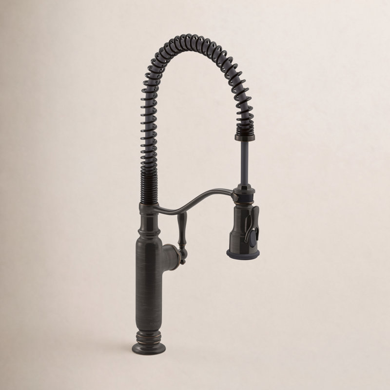Kohler Tournant Single Handle Semi-Professional Pre-Rinse Kitchen Faucet with Three-Function Pull Down Sprayer