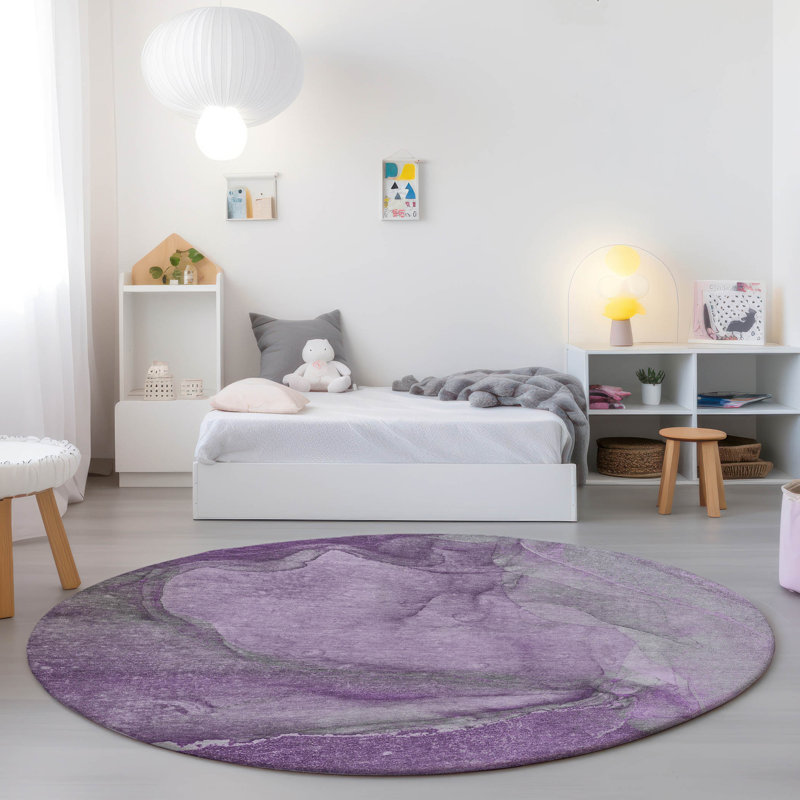 Tapis intérieur / extérieur Behice avec envers antidérapant, Rond 8 pi