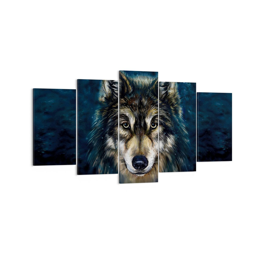 5-tlg. Leinwandbilder-Set Wolf Dark