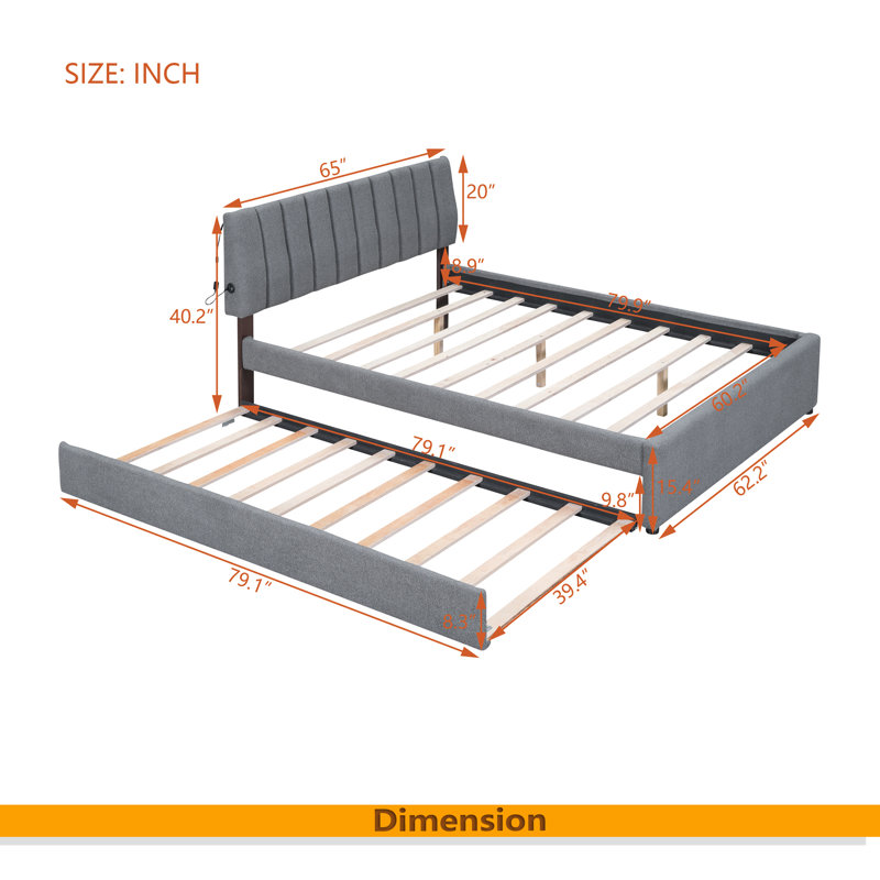 Teddy Fleece Upholstered Platform Bed, Gray, Queen