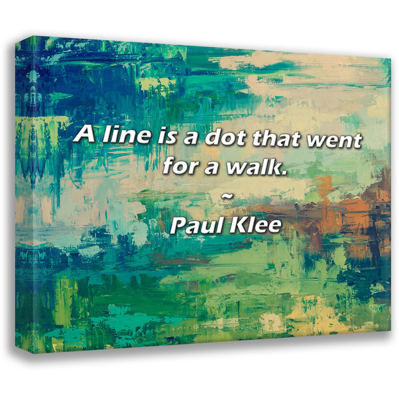 Citation artistique «Une ligne est un point qui se promène.» Toile tendue par Paul Klee, H 48 po x l 33 po