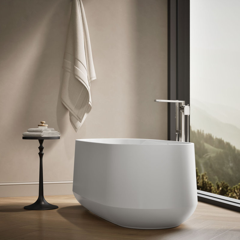 Ceric 60-In X 29-In Freestanding Bath With Center Toe-Tap Drain