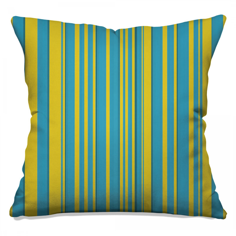 Coussins décoratifs à rayures bleues et jaunes, 20 po x 20 po
